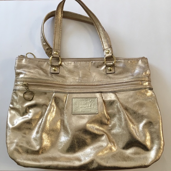 gold metallic handbag